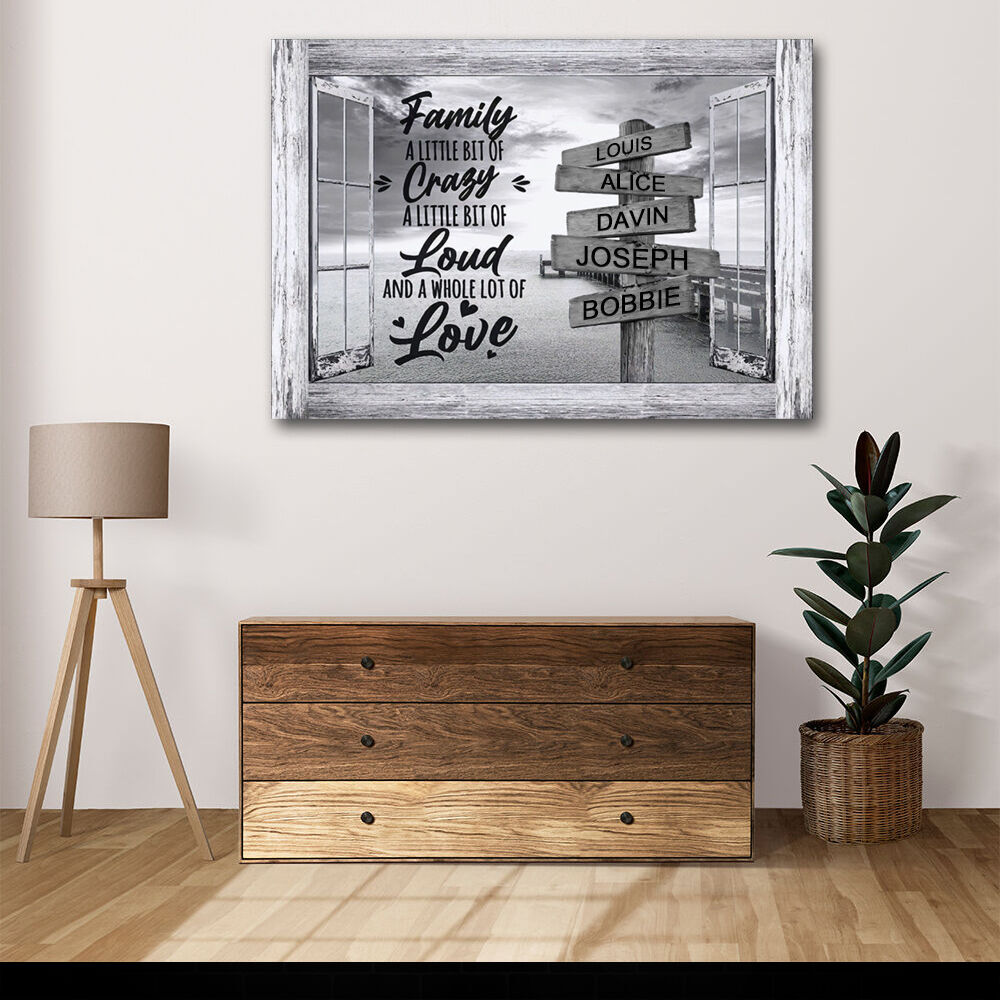 Personalized Name Canvas Wall Art with Windows Pattern Best Gift for Family