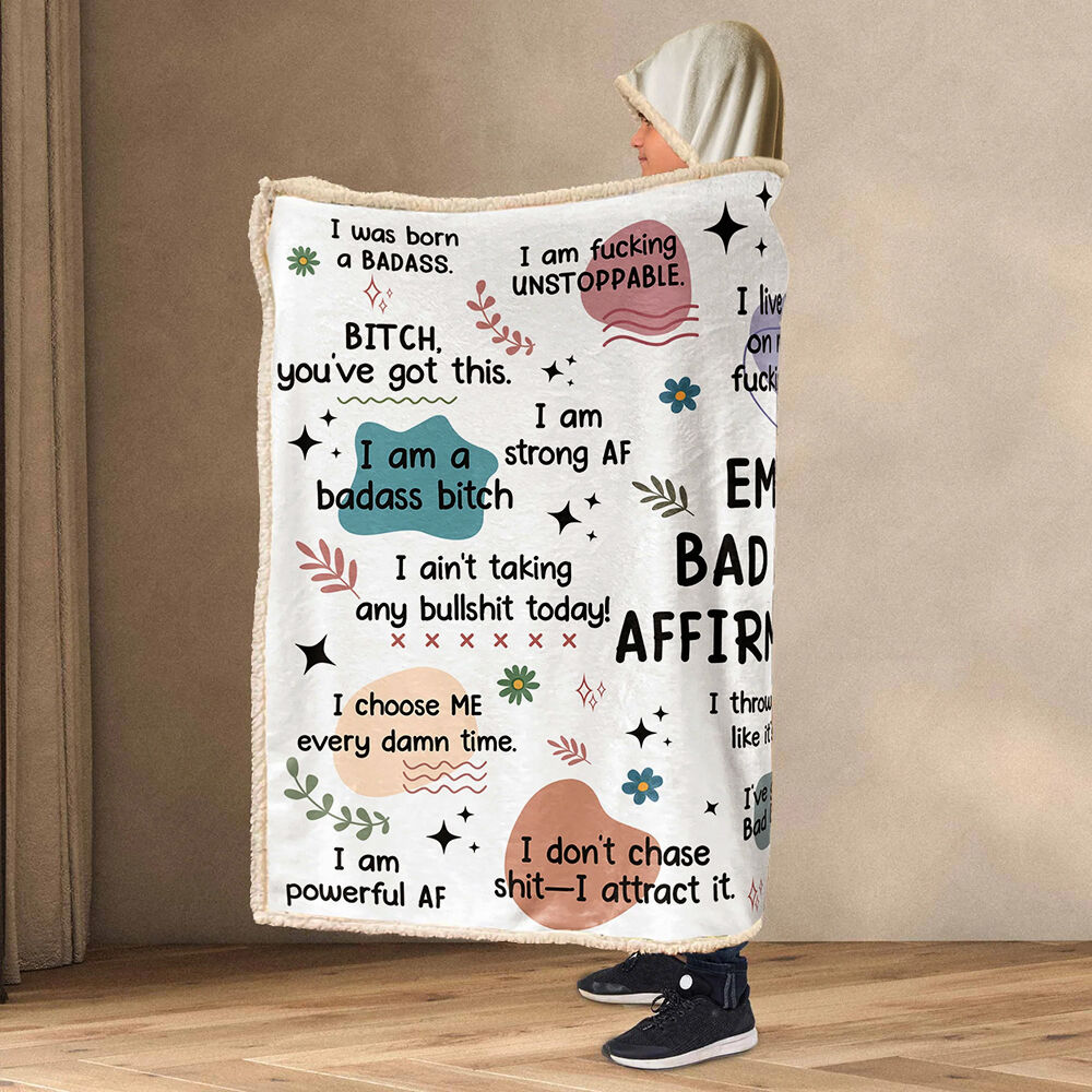 Personalized Name Wearable Blanket Hoodie Best Gift for Friend "I Am Grateful"