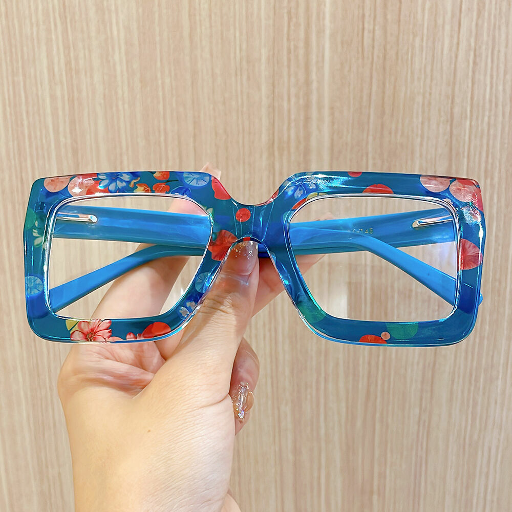 Bron Quadratische Blaue Blume Brille
