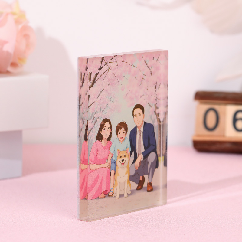 Personalized Ghibli Photo Style Acrylic Plaque Gift for Family
