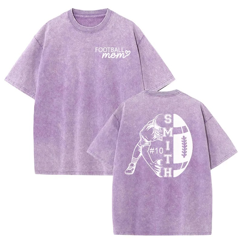 Personalized Washed T-shirt Custom Name Player Game Day Design Perfect Gift for Football Mom