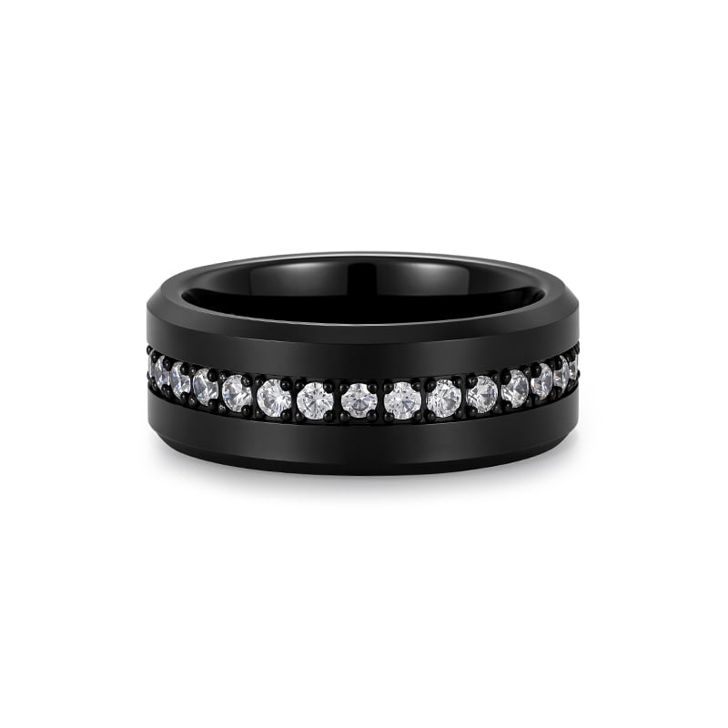 Jeulia Classic Black Tungsten Eternity Ring for Men