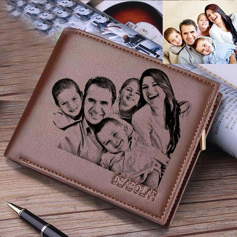 Cartera personalizada de foto trifold con bolsillo con cremallera para hombre