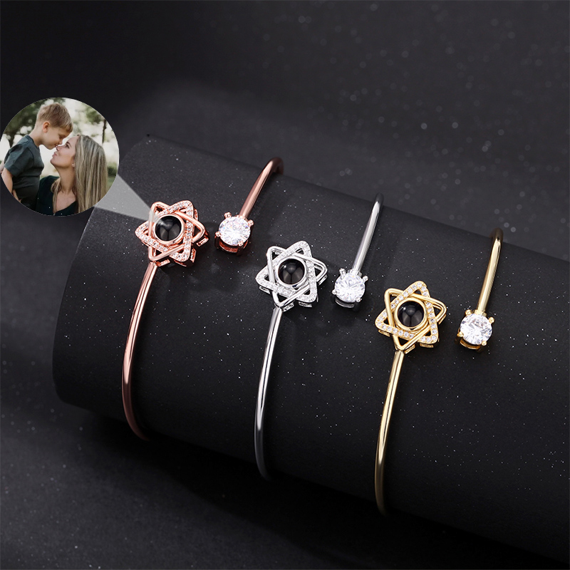 Personalized Projected Photo Bracelet With Six-Pointed Star Pendant Exquisite Gift