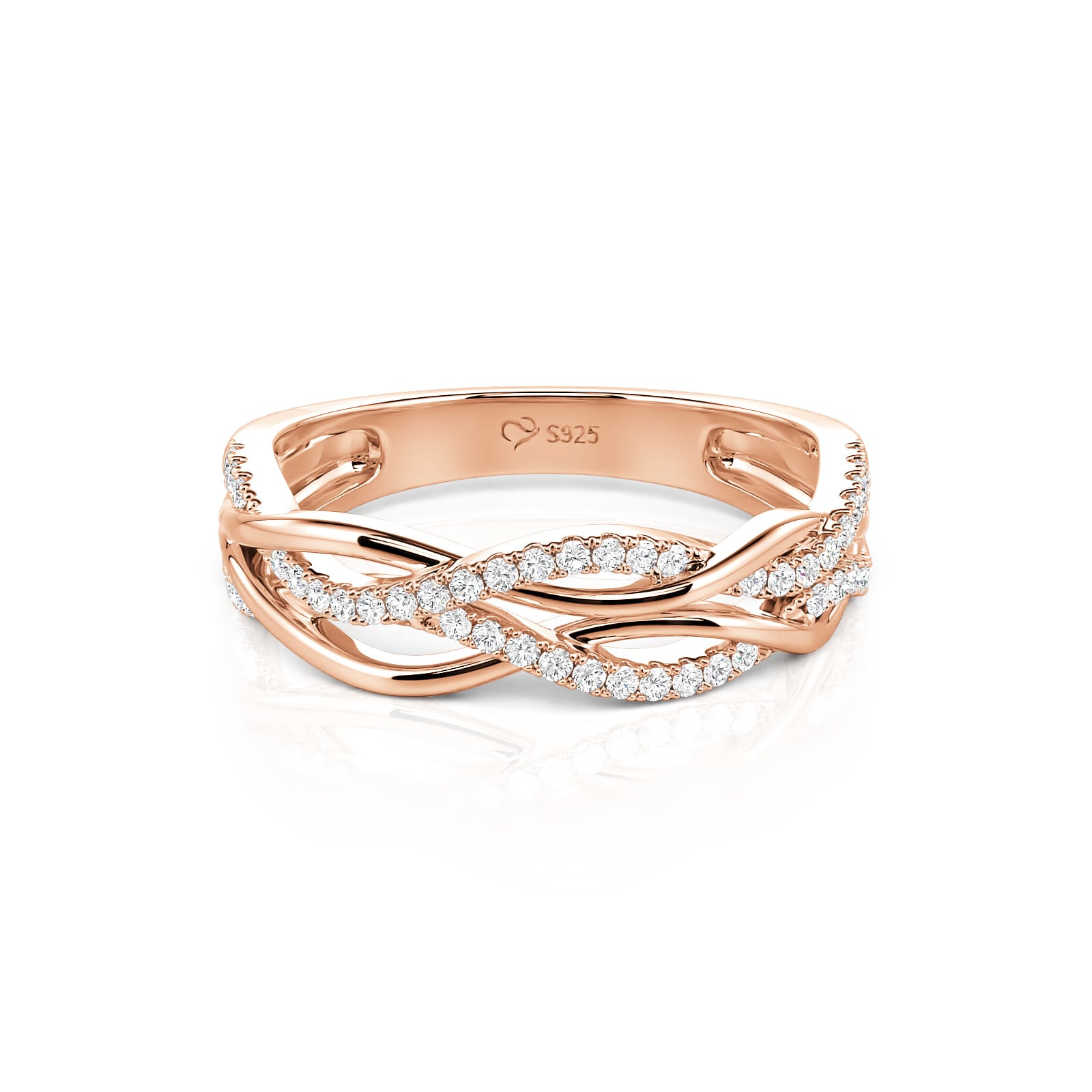 Fashion Rose Gold Intertwined Sterling Silver Wedding Band for Lady