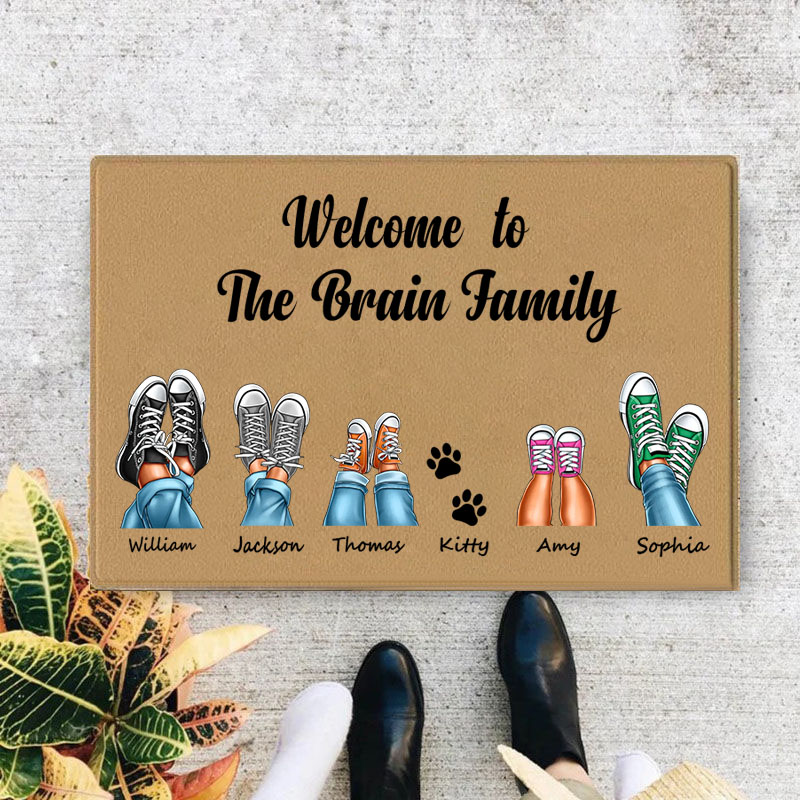 Personalized Name Floor Mats with Custom Feet Pattern Perfect Home Decor Present for Family