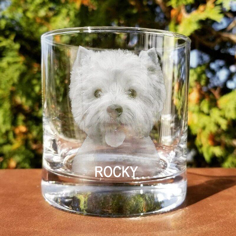 Personalized Whiskey Glass Custom Pet Photo with Name Warm Gift for Dog Lover Father's Day