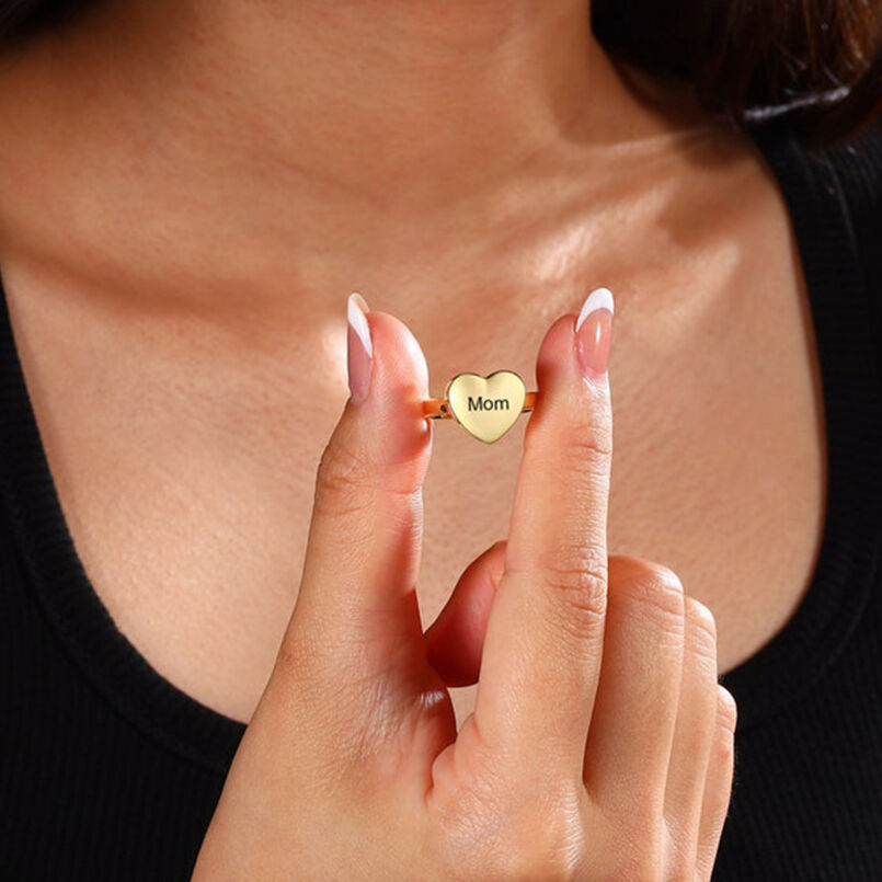 Personalized Photo Ring With Text Beautiful Gift For Mom