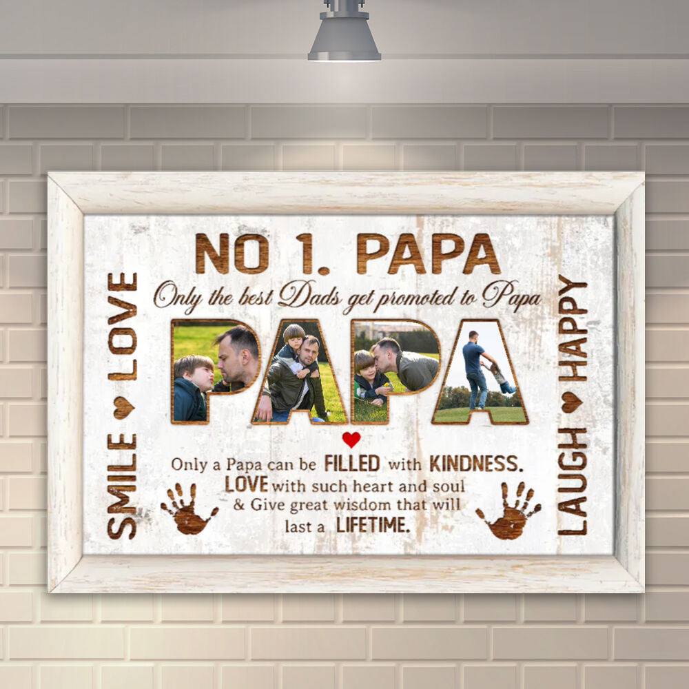 Personalized Picture Canvas Wall Art Wonderful Father's Day Present "NO.1 Papa"