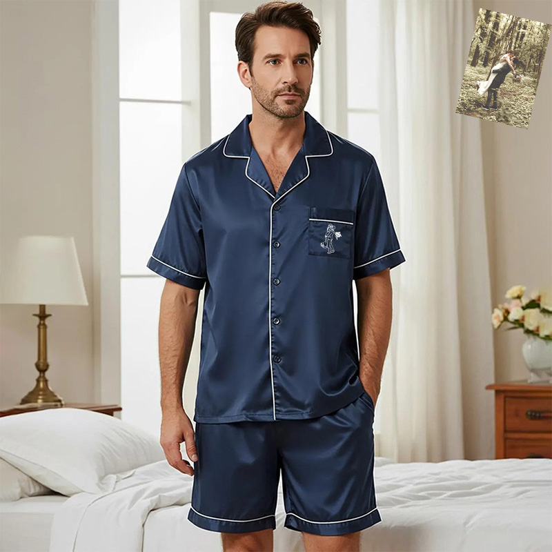 Personalized Pajama Set with Custom Picture Romantic Gift for Husband