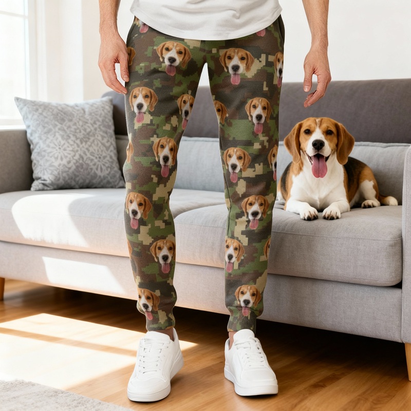 Pantaloni della tuta unisex personalizzati con foto personalizzata Design mimetico Regalo per gli amanti degli animali domestici