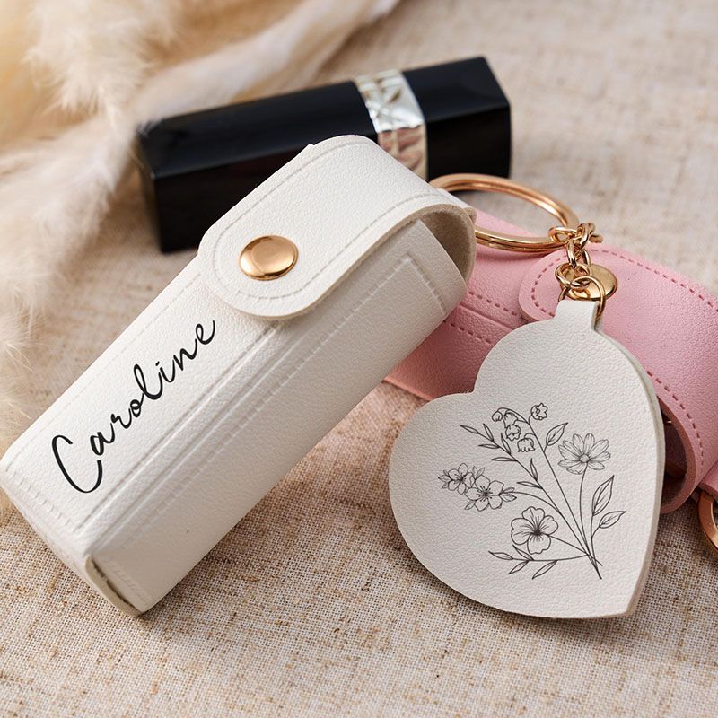 名入れ 誕生花 口紅ケース リップケース リップポーチ オリジナル