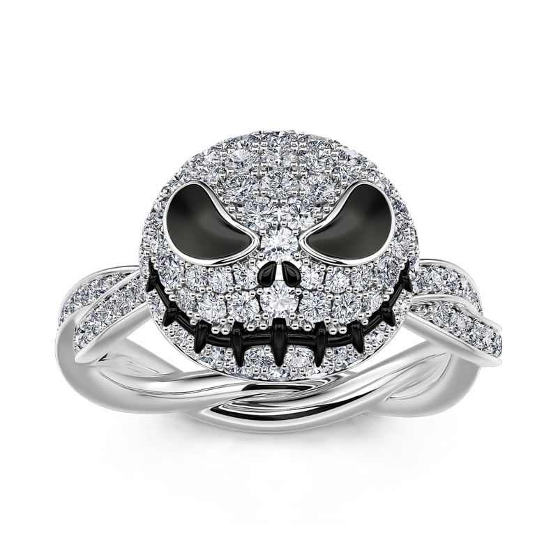 Jeulia "Romantic Soul" Skull Design Sterling Silver Rotating Ring