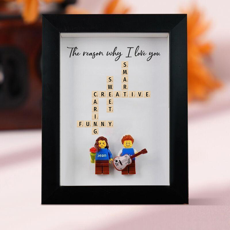 Personalized Minifigure Photo Frame With Scrabble Valentine's Day Gift