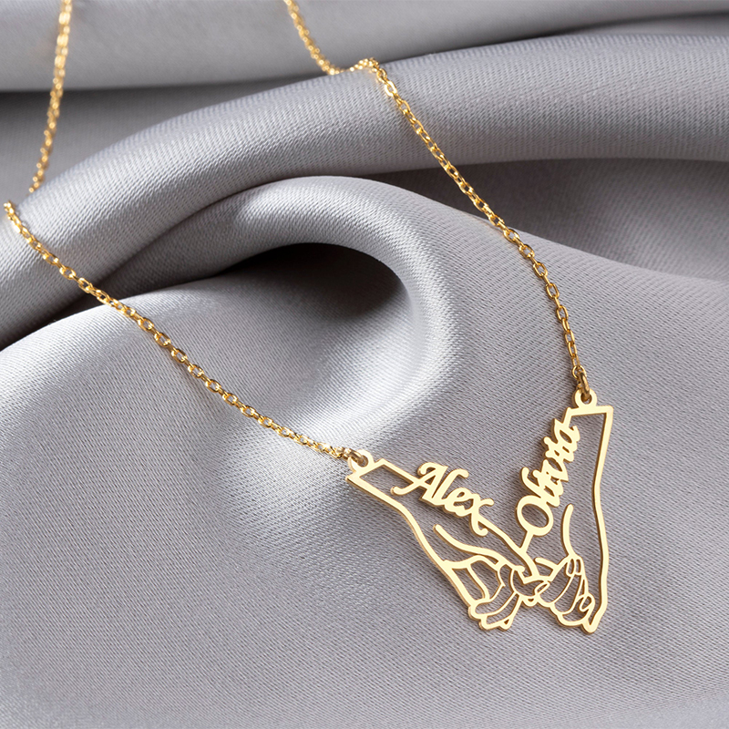 Collar personalizado de mano en mano con nombre personalizado y un dulce regalo para parejas