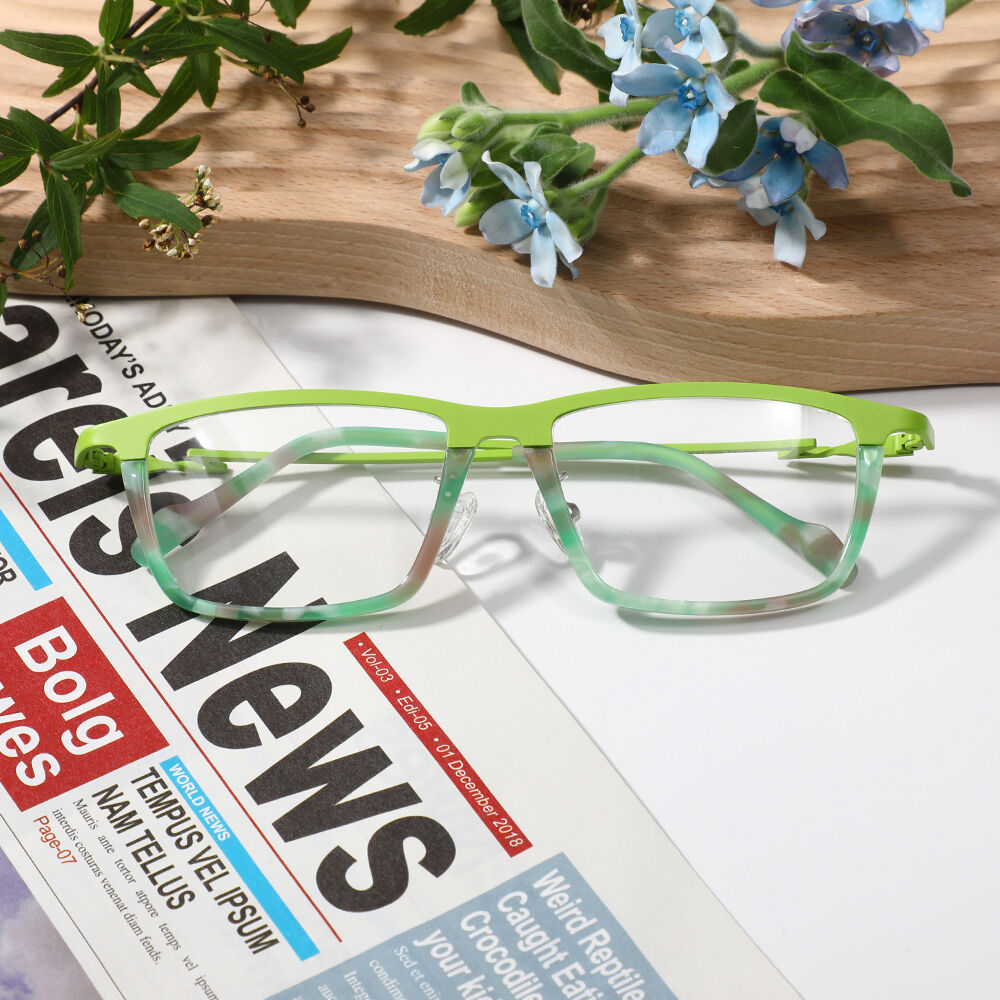 Burnal Rechteckige Grüne Brille