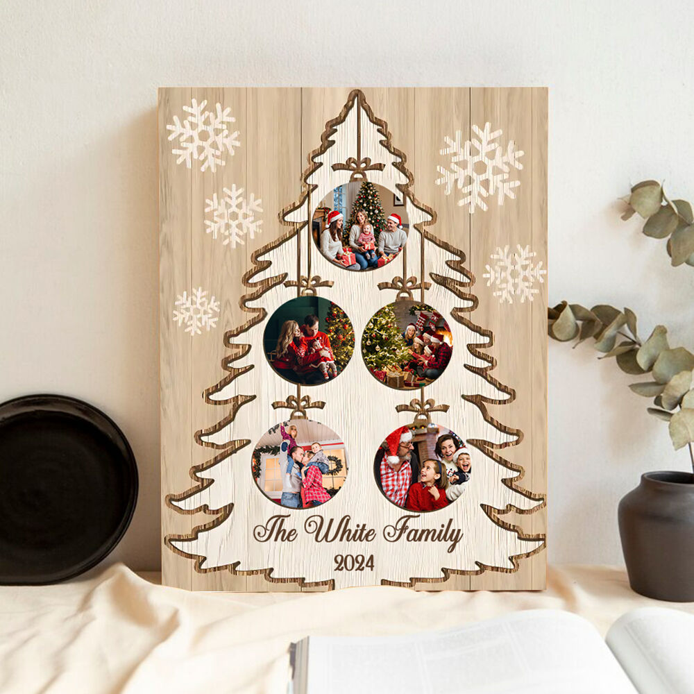 Personalized Picture Canvas Wall Art with Snowflake Pattern Unique Christmas Gift