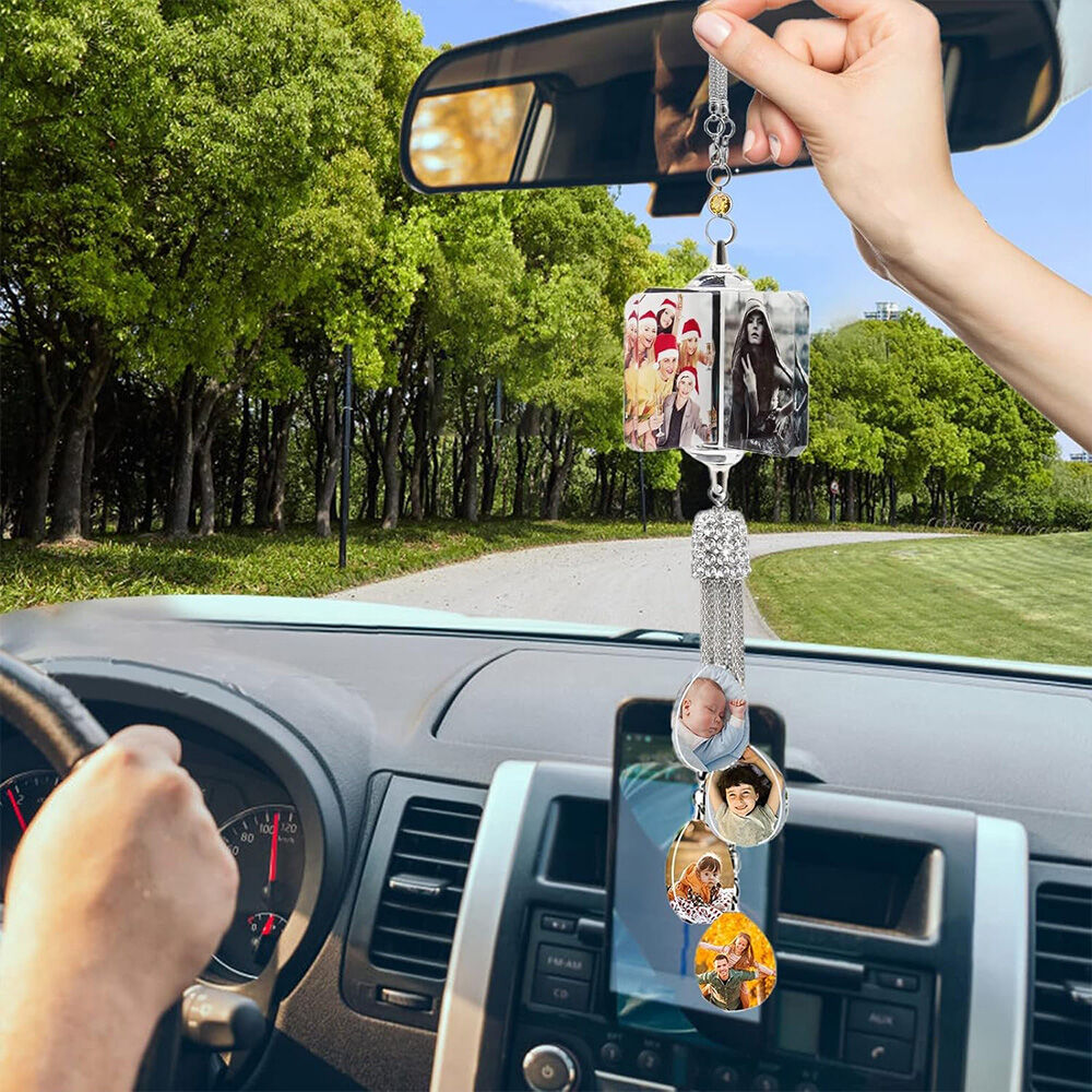 Personalized Photo Crystal Pendant Windmill Shape Lucky Stone Car Pendant for Loved One