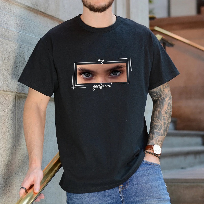 Personalized T-shirt Look Into My Eyes Custom Eyes Photo Design Creative Valentine's Day Gifts for Couples