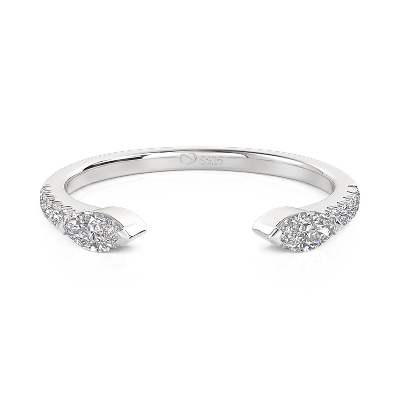Jeulia Simple Open Stackable Women Wedding Ring with Pave Set Band