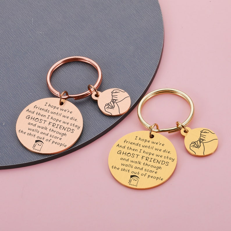 Personalized Keychain With Warm Words And Holding Hands Image For Best Friend