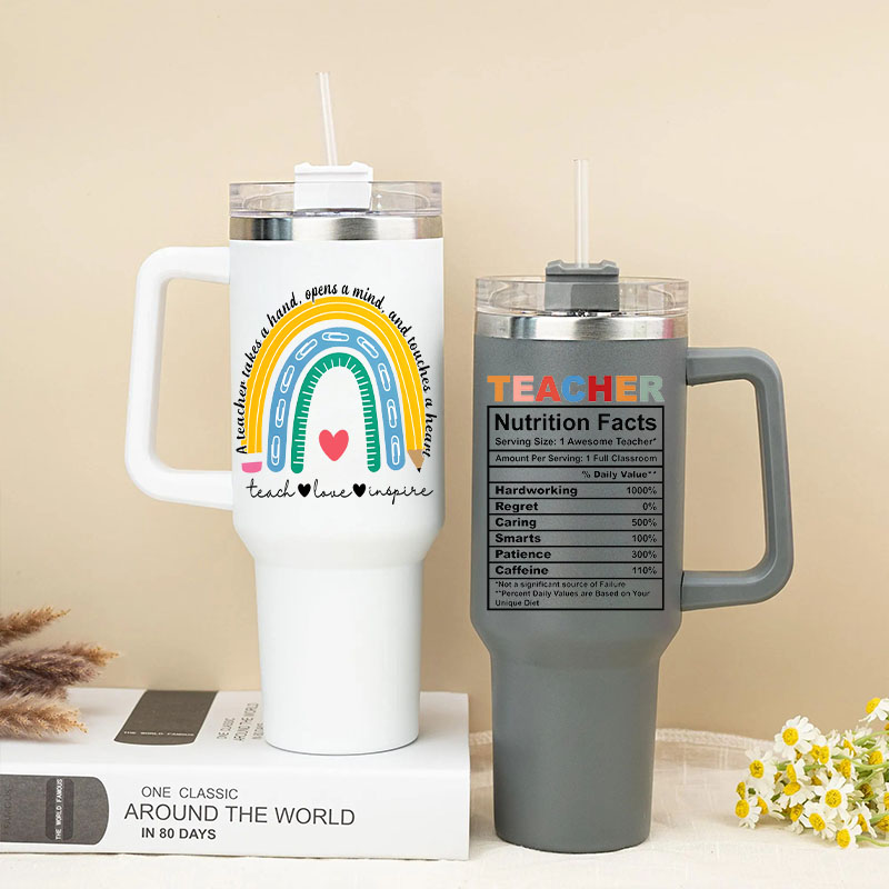 Hermoso vaso con patrón de arcoíris, regalo divertido para el maestro.