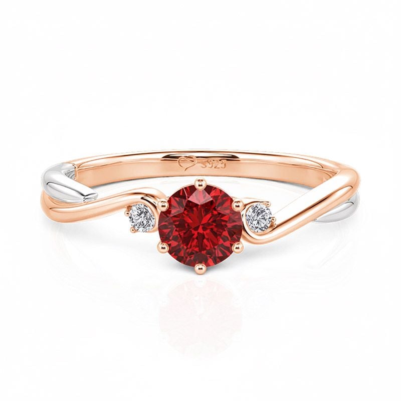 Jeulia Two Tone Three Stone Custom Birthstone Twist Ring