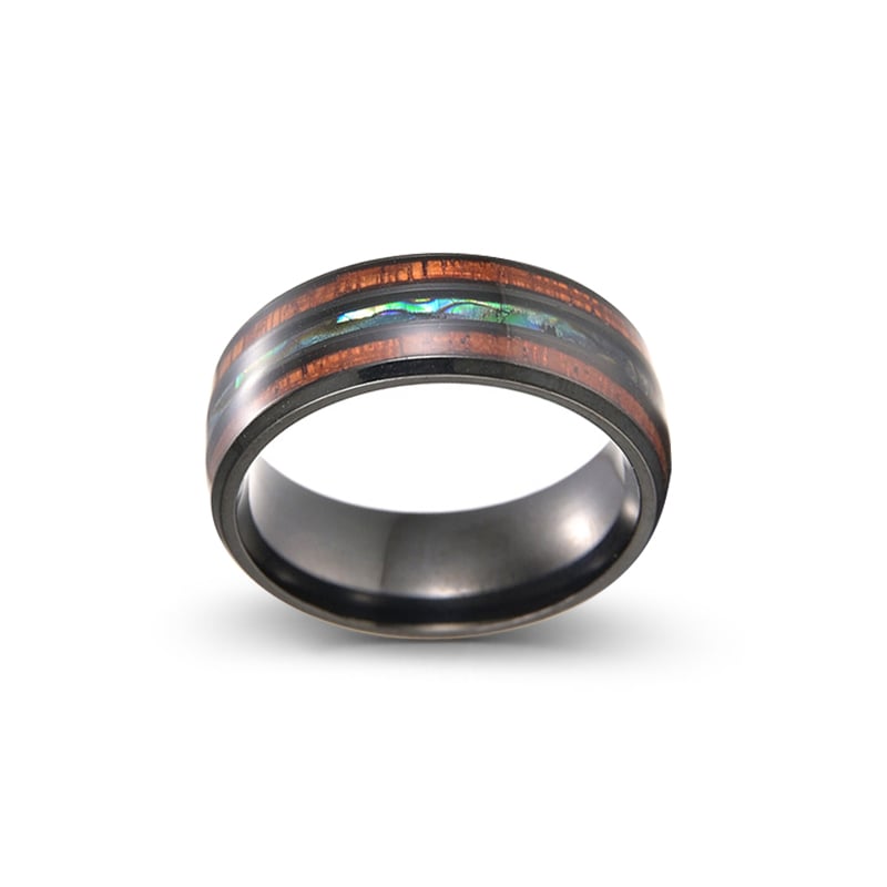 Jeulia Koa Wood Titanium Steel Men's Band