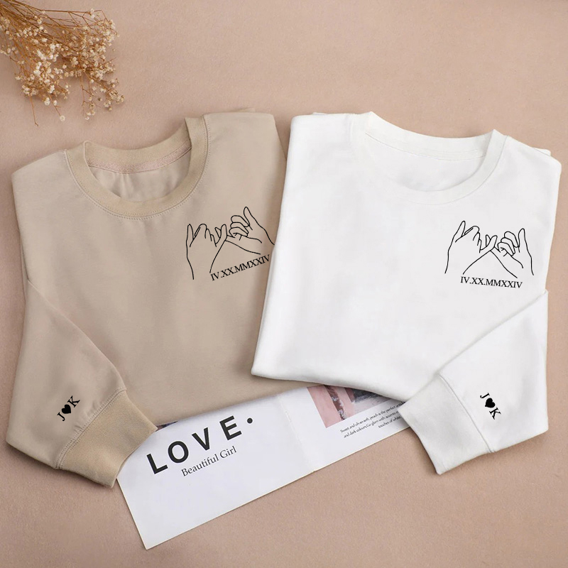 オリジナル イニシャル ローマ字 刺繍 スウェット トレーナー カップル ペアルック