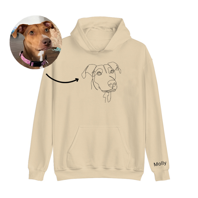 Personalized Hoodie Custom Embroidered Line Outline Picture and Name Great Gift for Pet Lover