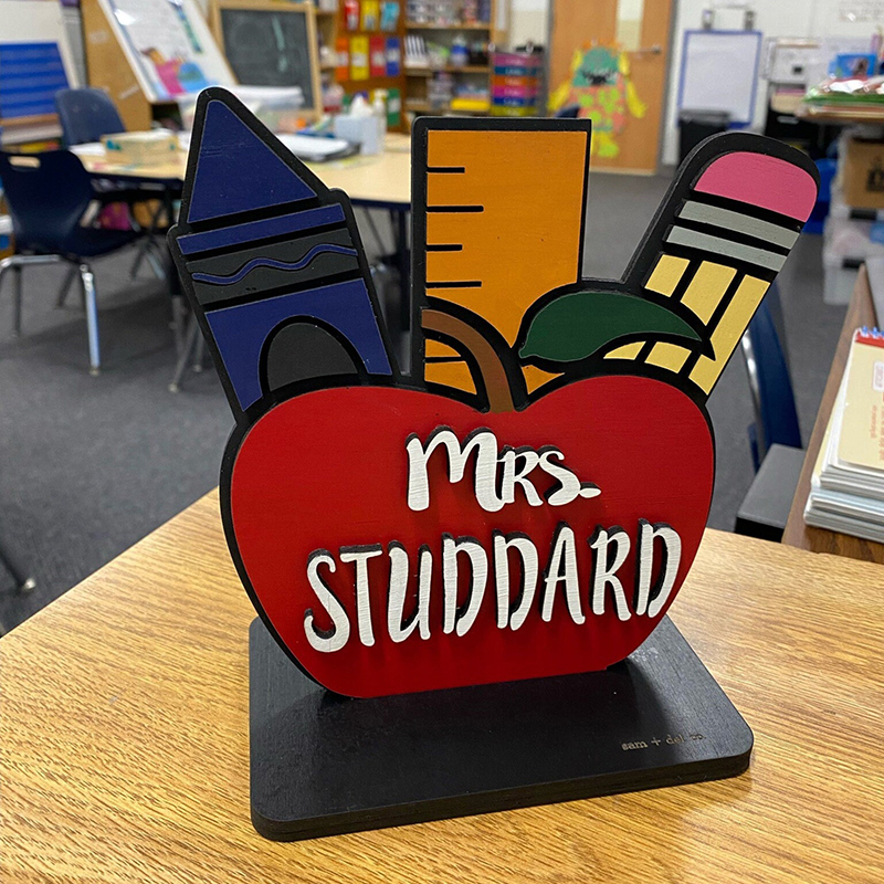 鉛筆 りんご デザイン カスタマイズ 名前 プレート