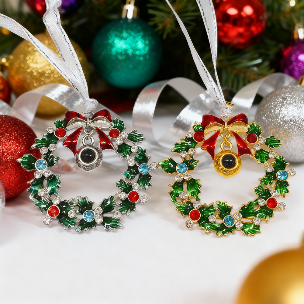 クリスマスリース 写真入り 投影 オーナメント  オーダーメイド
