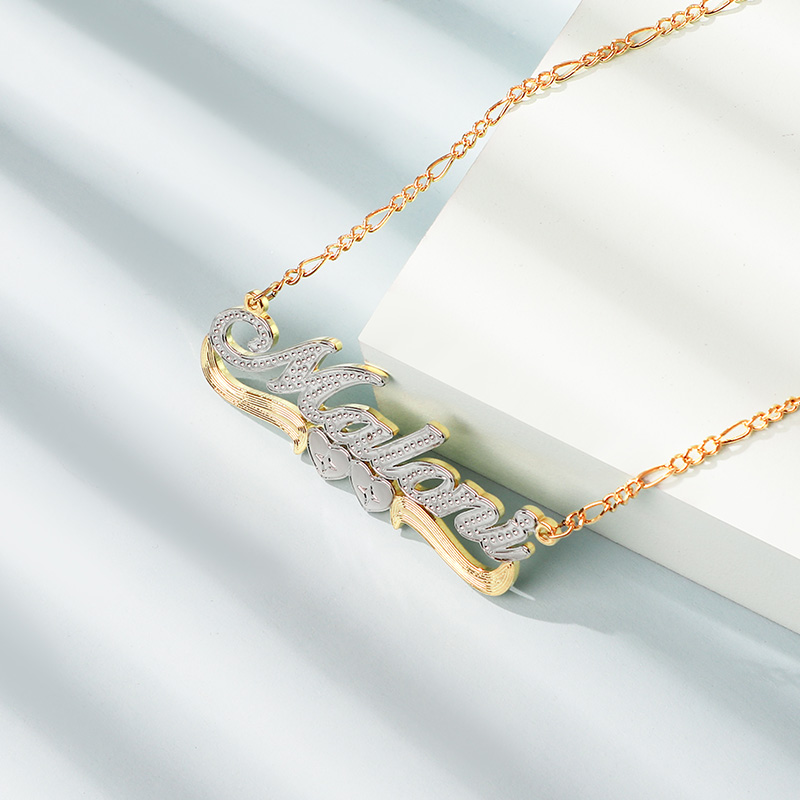 Two-Tone Heart Custom Name Necklace