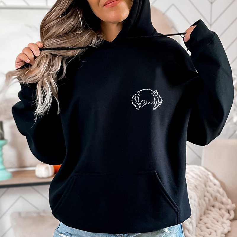 Felpa con cappuccio personalizzata con il contorno dell'orecchio e il nome dell'animale domestico Regalo adorabile per chi ama gli animali domestici