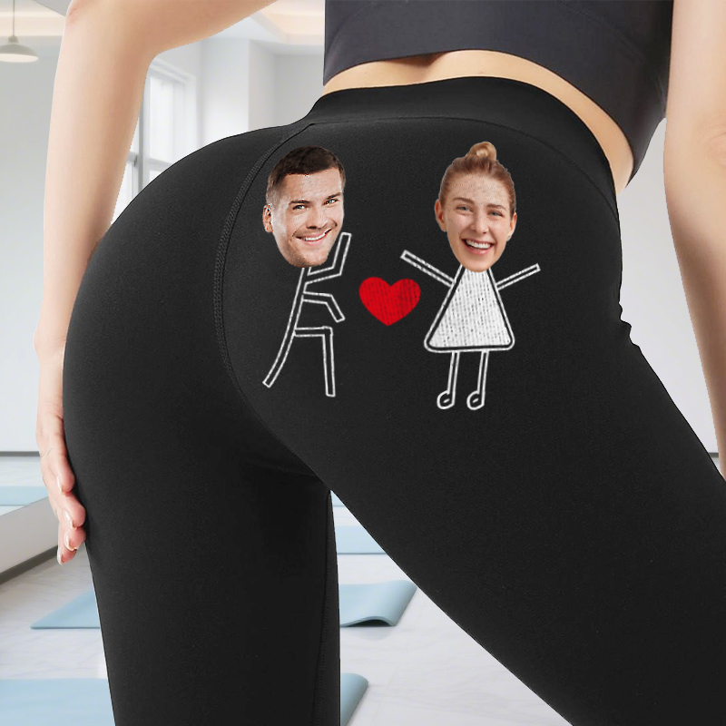 Personalized Leggings Custom Couple Head Photo Love Launch Funny Design Gift for Her Lovers