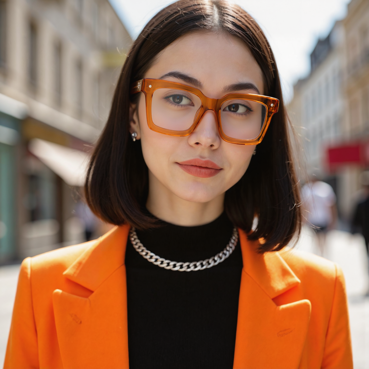 Steward Square Orange Glasses