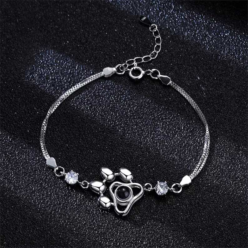 ペット 犬 猫 肉球 投影 写真 写真入れ ブレスレット カスタマイズ