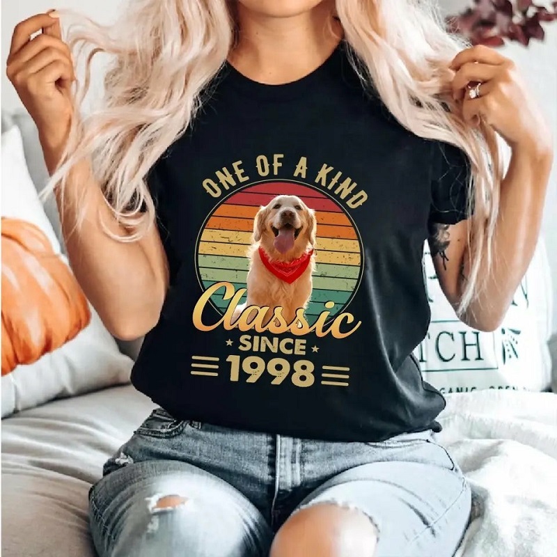 T-shirt personnalisé One Of A Kind Classic avec photo personnalisée Cadeau attrayant pour les amis, coton, cadeau St Valentin