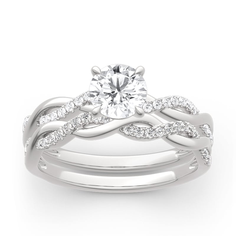 Jeulia Twist Round Cut Sterling Silver Ring Set