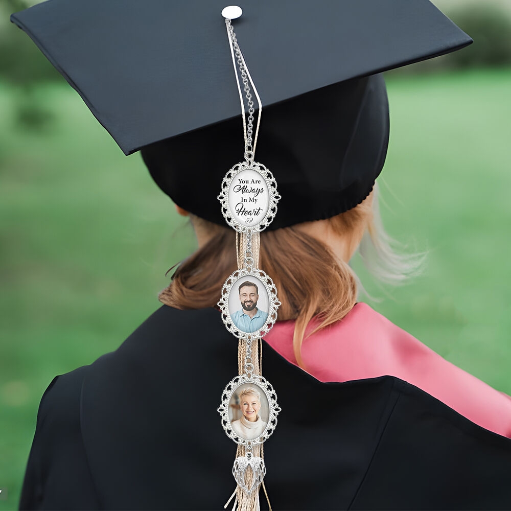"You Are Always in My Hear" Personalized Graduation Tassel Photo Charm Memorial Gift for Loved Ones