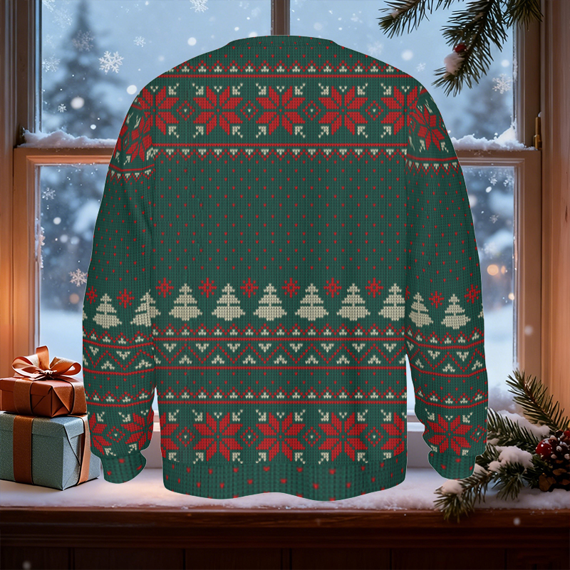 Personlig ful tröja unisex med anpassat huvudfoto och festivalmönster Design Julklapp till pappa Familj