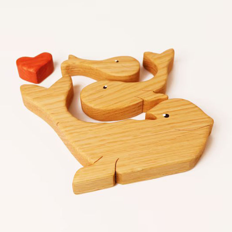 Personalized Custom Names Whale Family Wooden Puzzle Christmas Gift