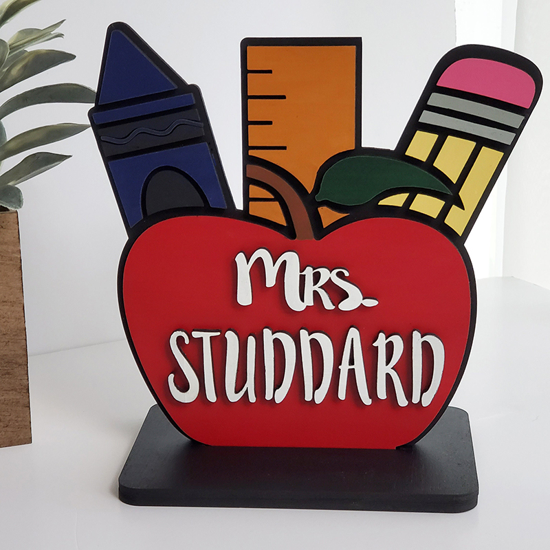 鉛筆 りんご デザイン カスタマイズ 名前 プレート