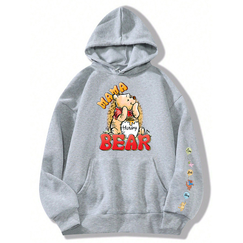Personalized Hoodie Mama Bear Custom Cute Cartoon Pattern Design Adorable Mother's Day Gift