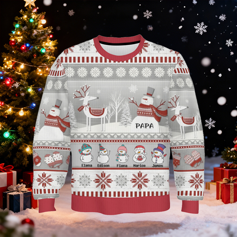 Personalisierter hässliche Weihnachtspullover Unisex Individuell gestalteter Pullover für Kinder mit niedlichem Schneemann-Design Kreatives Weihnachtsgeschenk für die Familie