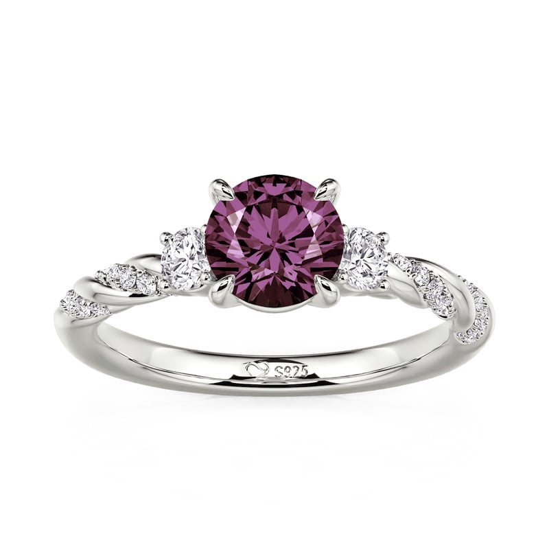 Jeulia Custom Three Stone Twisted Birthstone Engagement Ring