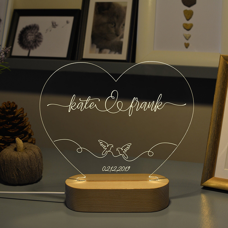 名前 日付 アクリル デスクランプ オーダーメイド