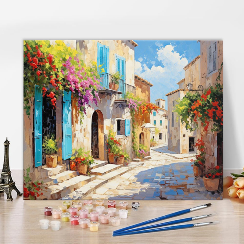 数字 塗り絵 油絵風 美術品 街路 デジタル DIY絵 インテリア