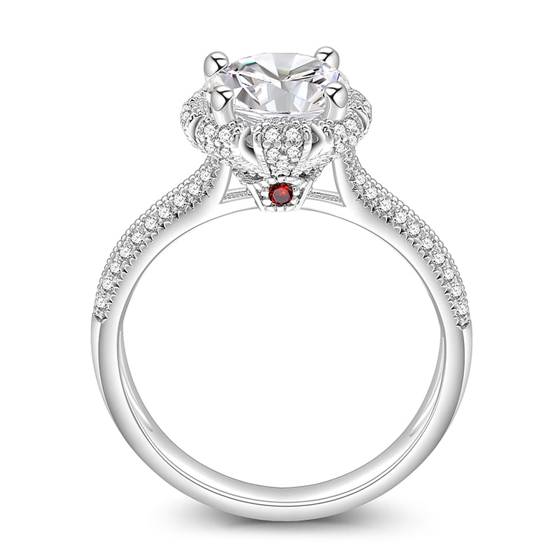 Jeulia "Queen's Crown" Vintage Halo Engagement Ring Sterling Silver