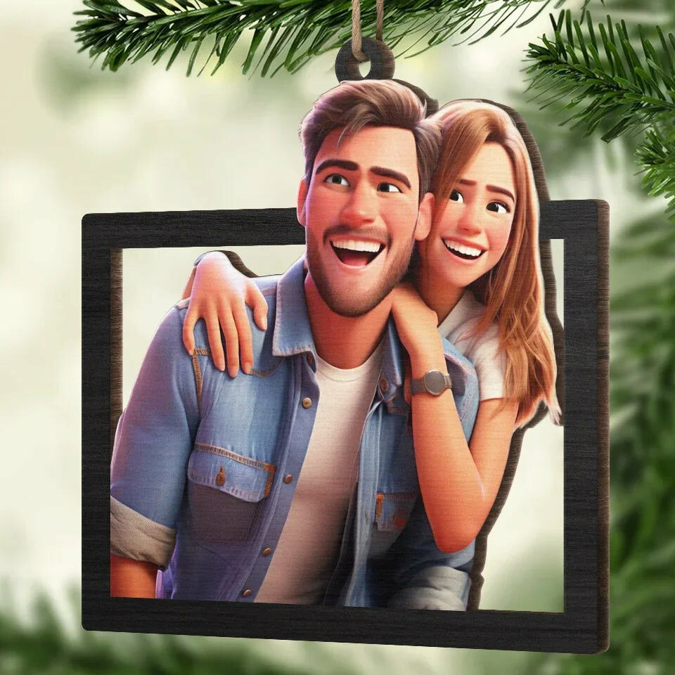 Personalized Cartoon Photo Ornaments Romantic Christmas Gifts for Couples